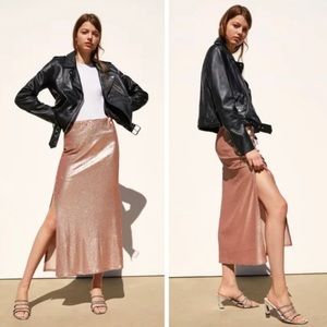 Zara Rose Gold Sequin Midi Skirt